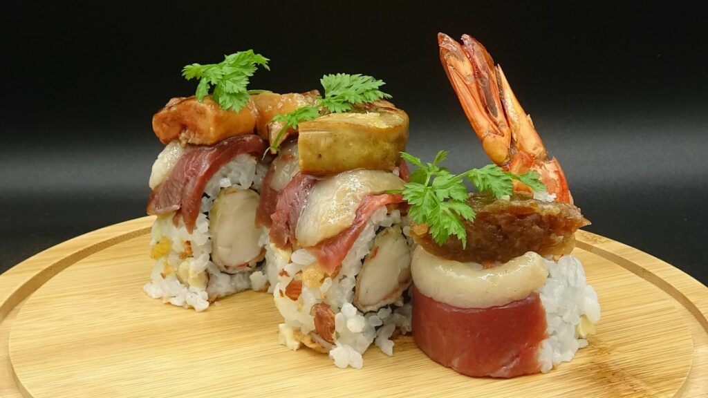 maki foie gras magret de canard gambas